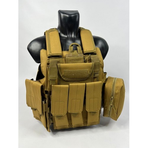 Тактический разгрузочный жилет «5 / пять карманов» с подсумками Tactical Molle Plate Carrier для съемных бронепластин в Коломне
